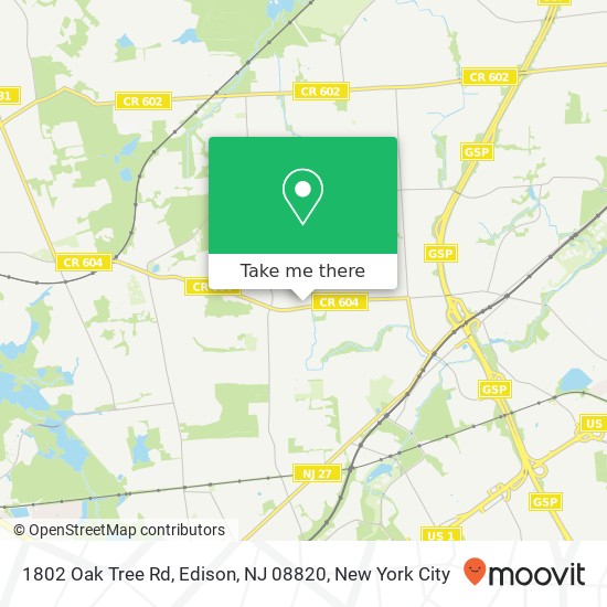 Mapa de 1802 Oak Tree Rd, Edison, NJ 08820