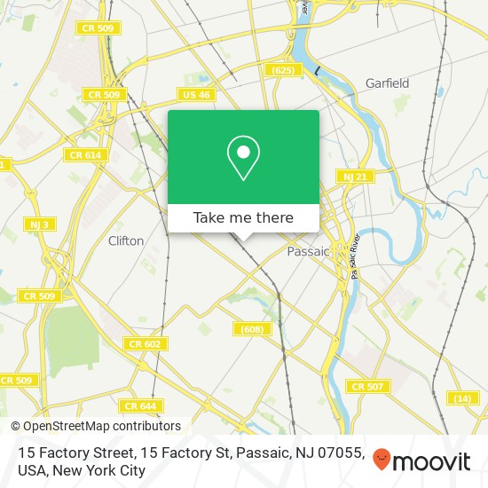 15 Factory Street, 15 Factory St, Passaic, NJ 07055, USA map