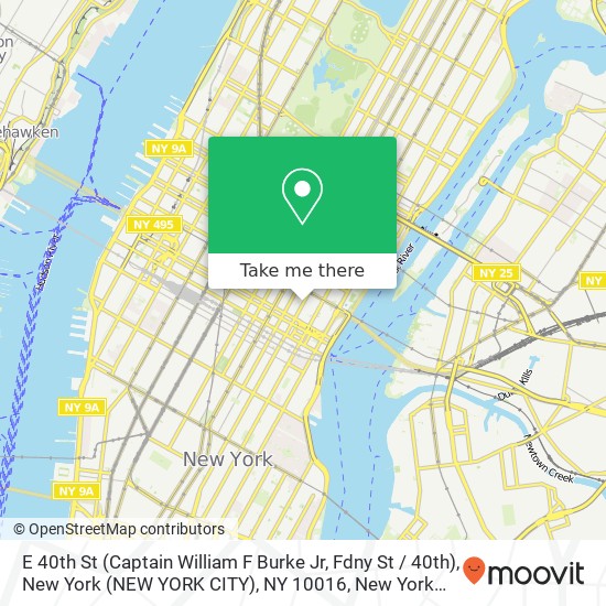 E 40th St (Captain William F Burke Jr, Fdny St / 40th), New York (NEW YORK CITY), NY 10016 map