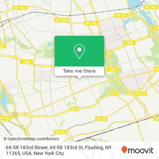 Mapa de 69-58 183rd Street, 69-58 183rd St, Flushing, NY 11365, USA