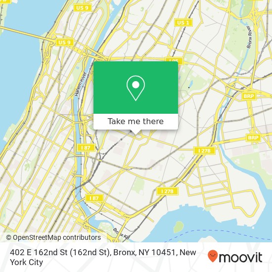 Mapa de 402 E 162nd St (162nd St), Bronx, NY 10451