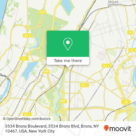 Mapa de 3534 Bronx Boulevard, 3534 Bronx Blvd, Bronx, NY 10467, USA