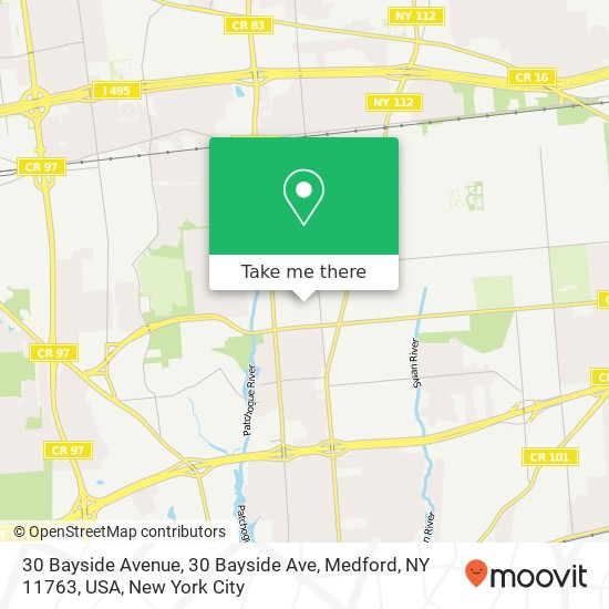 Mapa de 30 Bayside Avenue, 30 Bayside Ave, Medford, NY 11763, USA