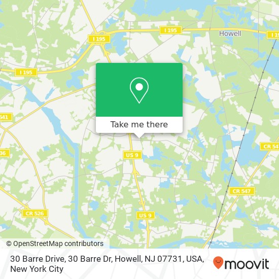 Mapa de 30 Barre Drive, 30 Barre Dr, Howell, NJ 07731, USA