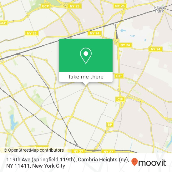 Mapa de 119th Ave (springfield 119th), Cambria Heights (ny), NY 11411