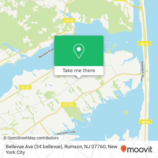 Bellevue Ave (34 bellevue), Rumson, NJ 07760 map