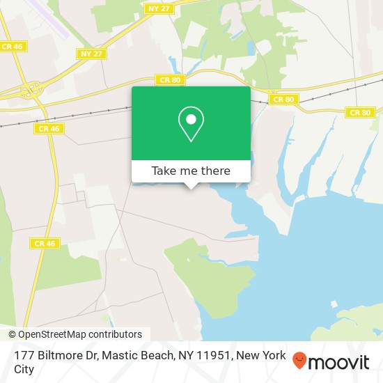 Mapa de 177 Biltmore Dr, Mastic Beach, NY 11951