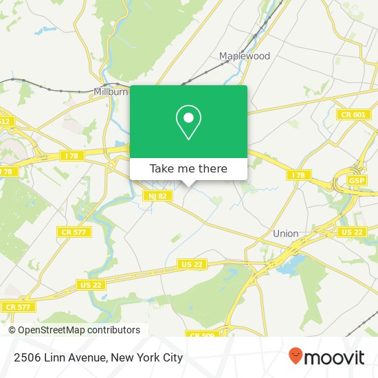 2506 Linn Avenue, 2506 Linn Ave, Union, NJ 07083, USA map