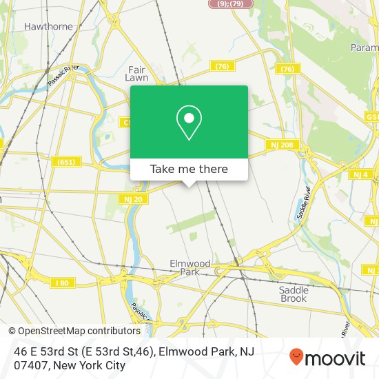 Mapa de 46 E 53rd St (E 53rd St,46), Elmwood Park, NJ 07407