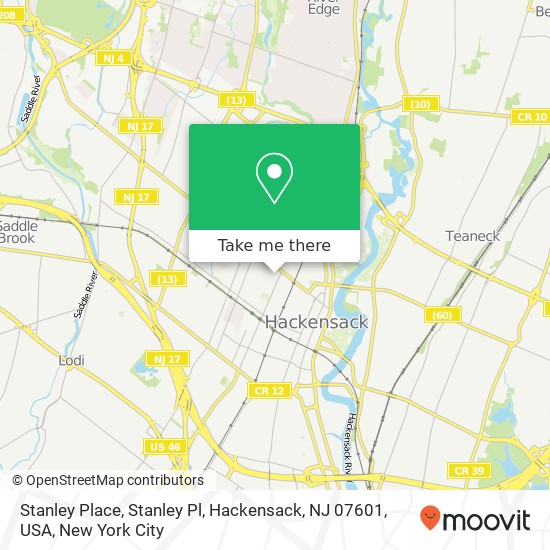Stanley Place, Stanley Pl, Hackensack, NJ 07601, USA map