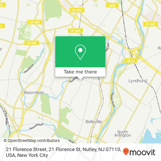 21 Florence Street, 21 Florence St, Nutley, NJ 07110, USA map