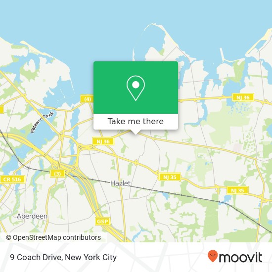 Mapa de 9 Coach Drive, 9 Coach Dr, Hazlet, NJ 07730, USA