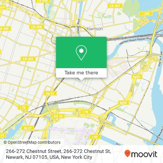 Mapa de 266-272 Chestnut Street, 266-272 Chestnut St, Newark, NJ 07105, USA