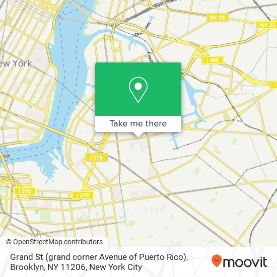 Mapa de Grand St (grand corner Avenue of Puerto Rico), Brooklyn, NY 11206