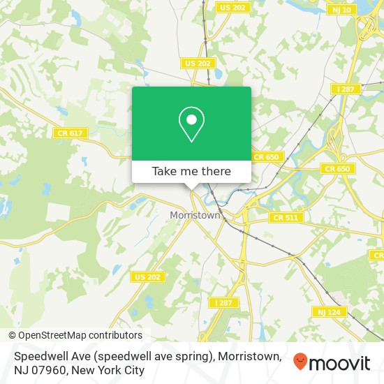 Mapa de Speedwell Ave (speedwell ave spring), Morristown, NJ 07960