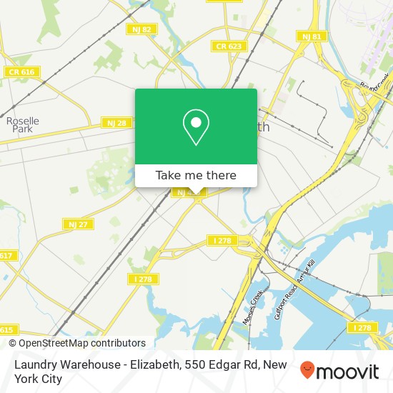 Mapa de Laundry Warehouse - Elizabeth, 550 Edgar Rd