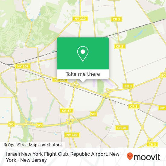 Mapa de Israeli New York Flight Club, Republic Airport