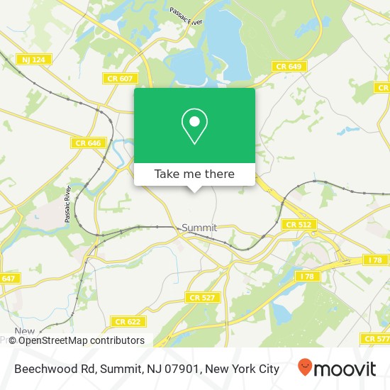 Mapa de Beechwood Rd, Summit, NJ 07901