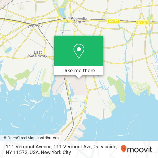 Mapa de 111 Vermont Avenue, 111 Vermont Ave, Oceanside, NY 11572, USA