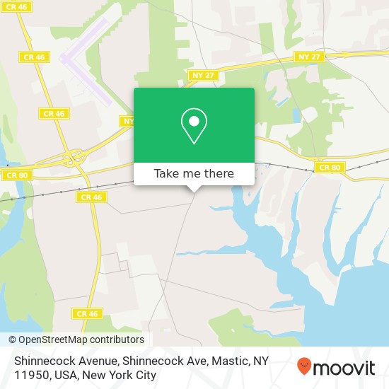 Shinnecock Avenue, Shinnecock Ave, Mastic, NY 11950, USA map