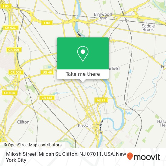 Mapa de Milosh Street, Milosh St, Clifton, NJ 07011, USA