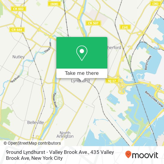Mapa de 9round Lyndhurst - Valley Brook Ave., 435 Valley Brook Ave