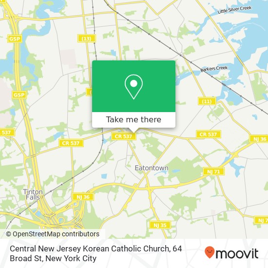 Mapa de Central New Jersey Korean Catholic Church, 64 Broad St