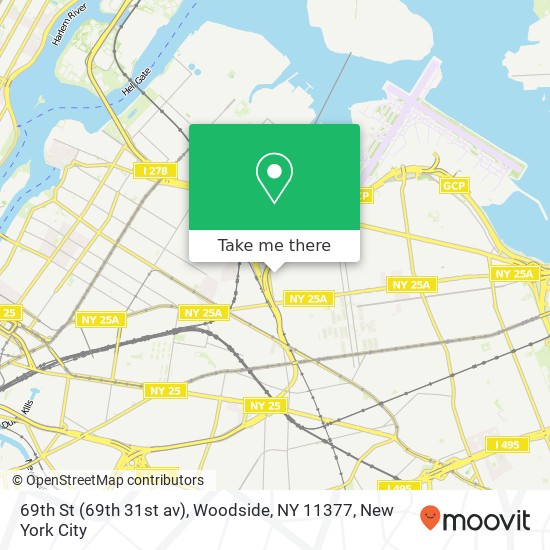 Mapa de 69th St (69th 31st av), Woodside, NY 11377