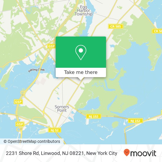 Mapa de 2231 Shore Rd, Linwood, NJ 08221