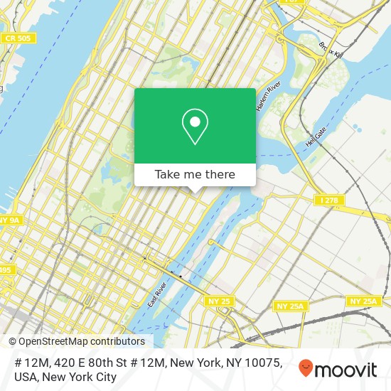 # 12M, 420 E 80th St # 12M, New York, NY 10075, USA map