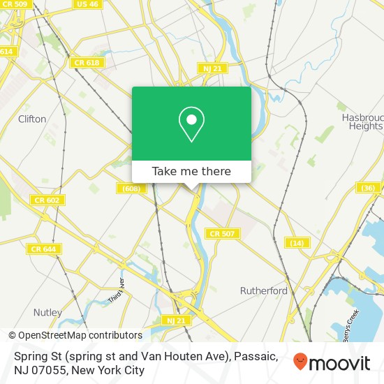 Mapa de Spring St (spring st and Van Houten Ave), Passaic, NJ 07055