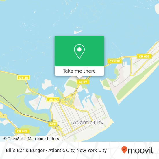 Mapa de Bill's Bar & Burger - Atlantic City, 777 Harrahs Blvd