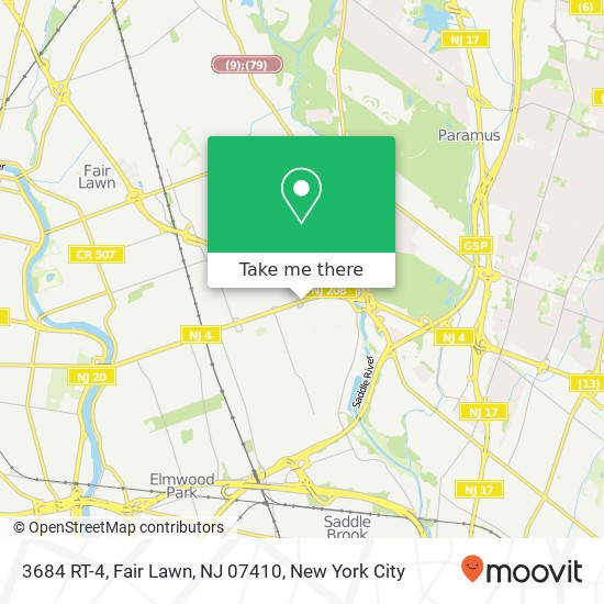 Mapa de 3684 RT-4, Fair Lawn, NJ 07410