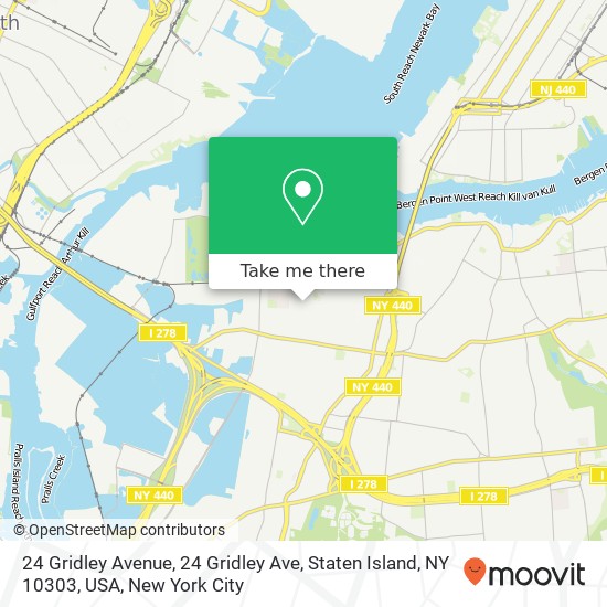 Mapa de 24 Gridley Avenue, 24 Gridley Ave, Staten Island, NY 10303, USA