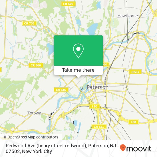 Mapa de Redwood Ave (henry street redwood), Paterson, NJ 07502