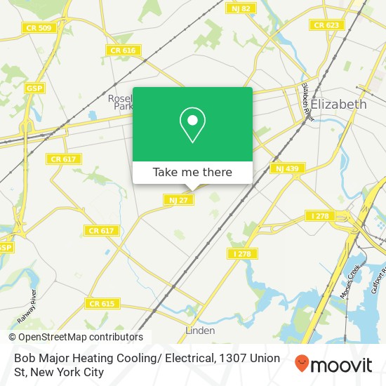Mapa de Bob Major Heating Cooling/ Electrical, 1307 Union St
