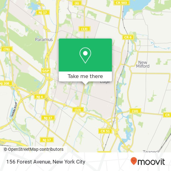 Mapa de 156 Forest Avenue, 156 Forest Ave, Paramus, NJ 07652, USA