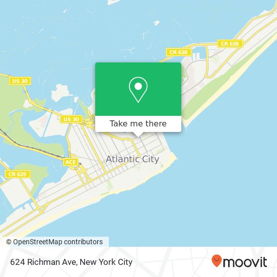 Mapa de 624 Richman Ave, Atlantic City, NJ 08401