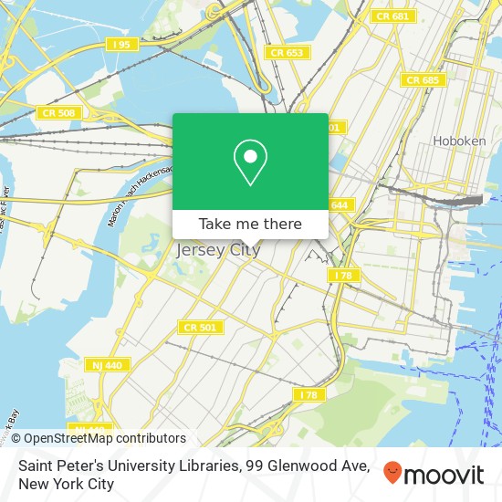 Mapa de Saint Peter's University Libraries, 99 Glenwood Ave