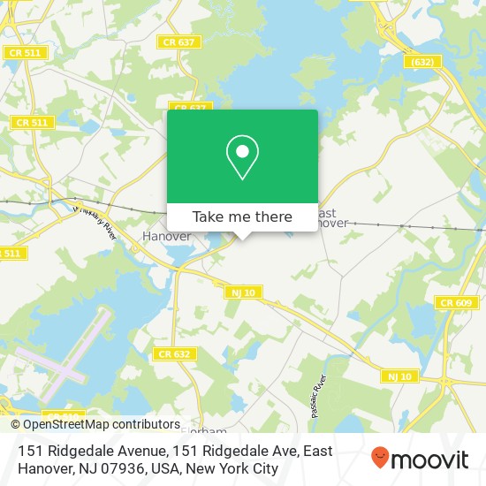 Mapa de 151 Ridgedale Avenue, 151 Ridgedale Ave, East Hanover, NJ 07936, USA