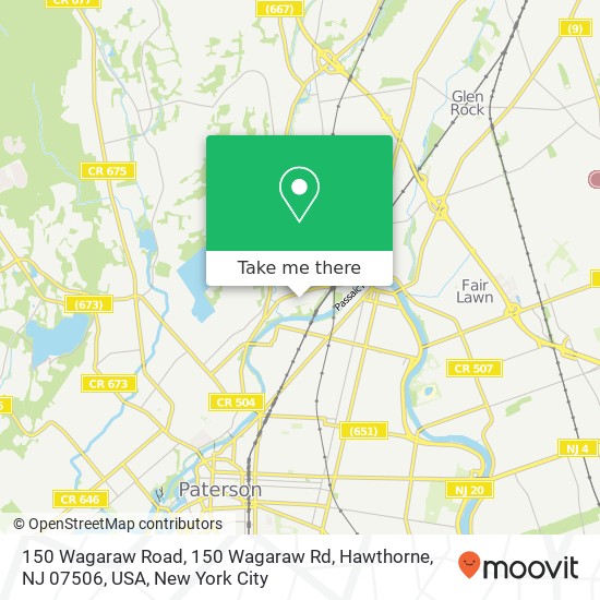 Mapa de 150 Wagaraw Road, 150 Wagaraw Rd, Hawthorne, NJ 07506, USA