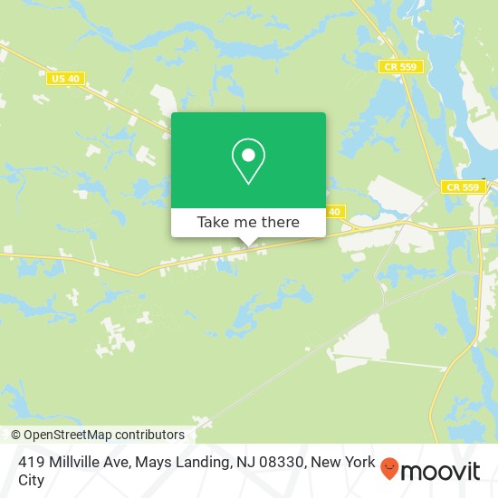 Mapa de 419 Millville Ave, Mays Landing, NJ 08330
