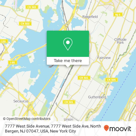Mapa de 7777 West Side Avenue, 7777 West Side Ave, North Bergen, NJ 07047, USA