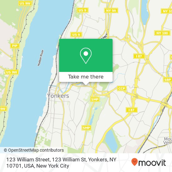 Mapa de 123 William Street, 123 William St, Yonkers, NY 10701, USA