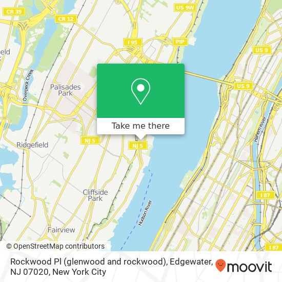 Mapa de Rockwood Pl (glenwood and rockwood), Edgewater, NJ 07020