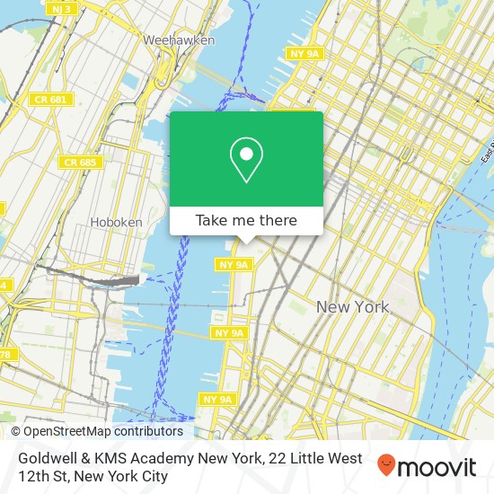 Mapa de Goldwell & KMS Academy New York, 22 Little West 12th St