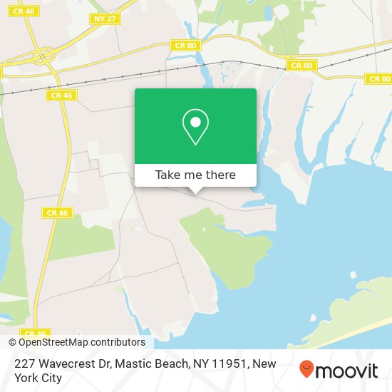 227 Wavecrest Dr, Mastic Beach, NY 11951 map