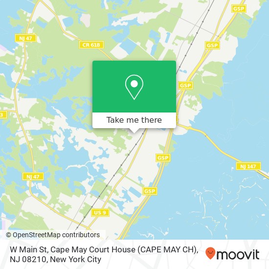 Mapa de W Main St, Cape May Court House (CAPE MAY CH), NJ 08210
