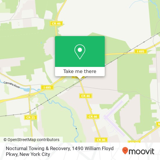 Nocturnal Towing & Recovery, 1490 William Floyd Pkwy map