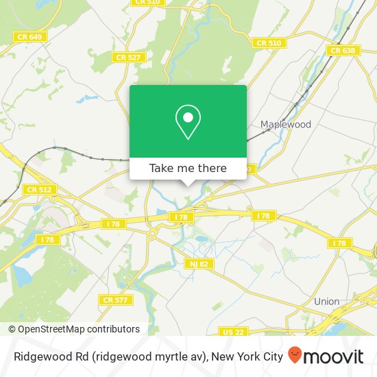 Mapa de Ridgewood Rd (ridgewood myrtle av), Millburn, NJ 07041